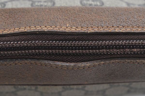 Authentic GUCCI GG Plus Vintage Clutch Hand Bag Purse PVC Leather Brown K8373