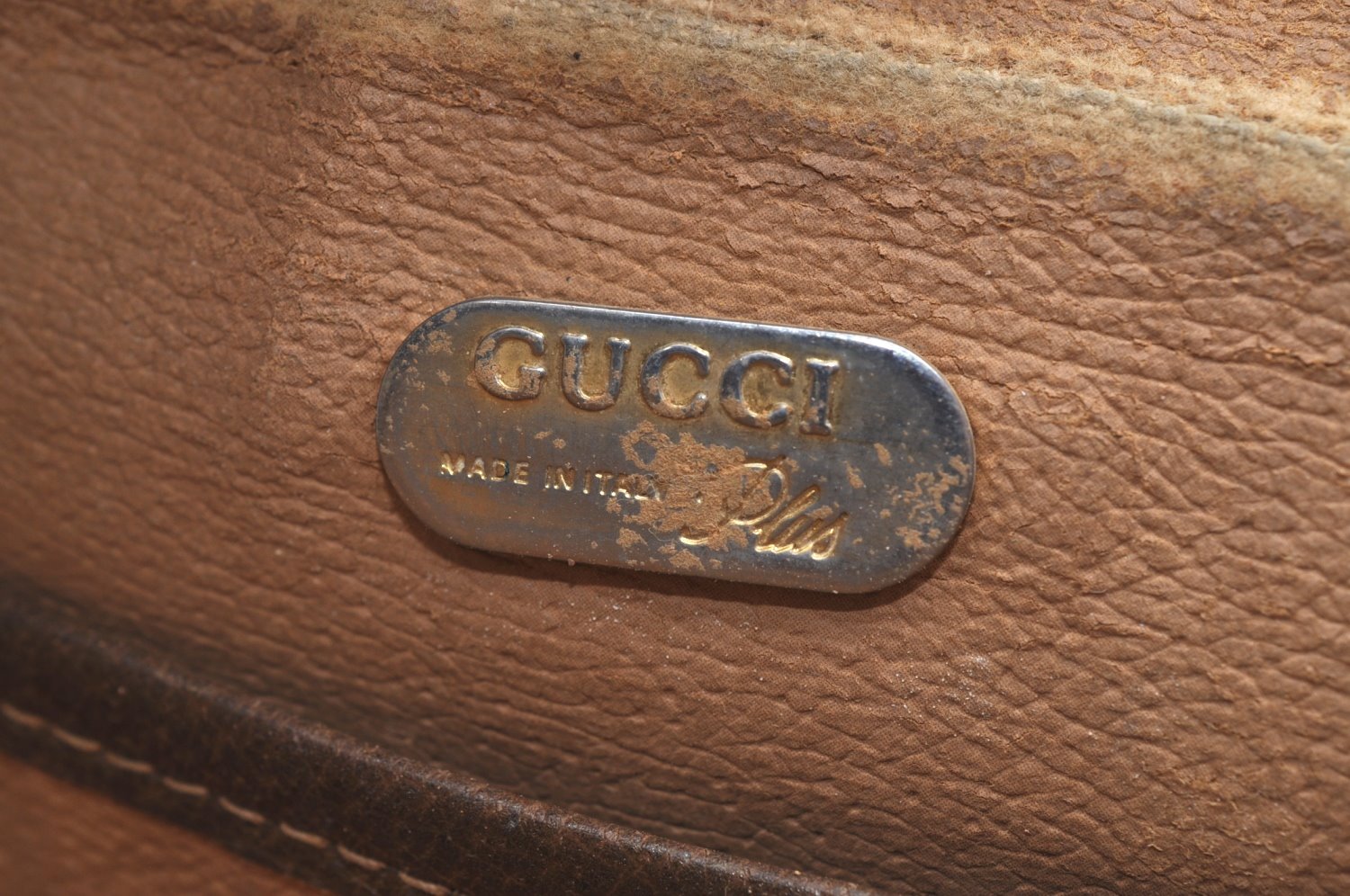 Authentic GUCCI GG Plus Vintage Clutch Hand Bag Purse PVC Leather Brown K8373