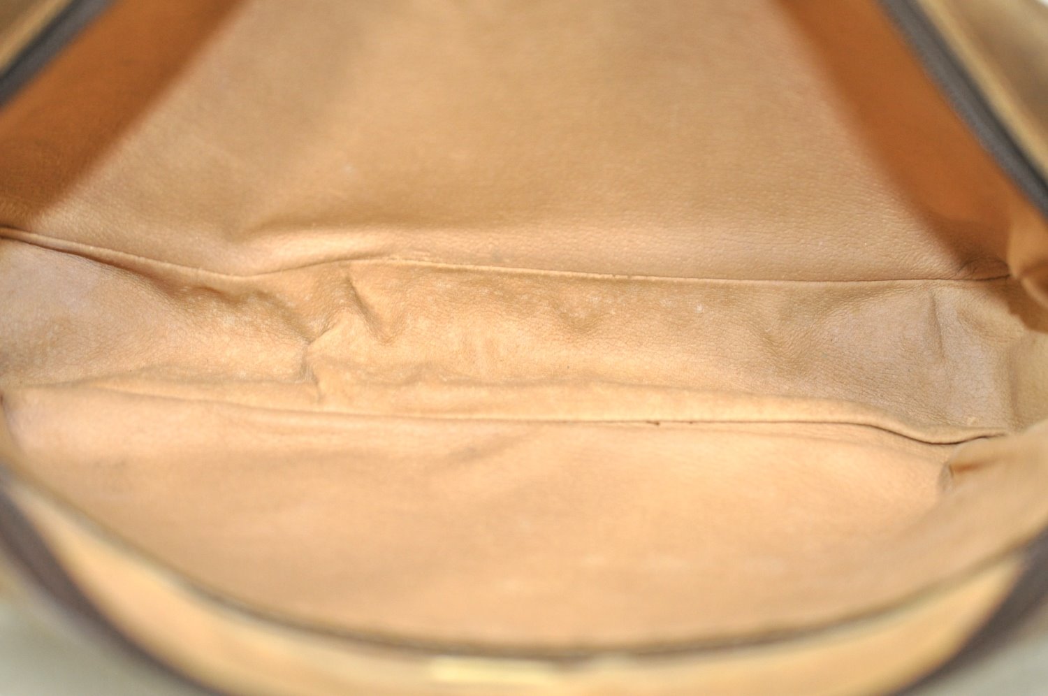 Authentic GUCCI GG Plus Vintage Clutch Hand Bag Purse PVC Leather Brown K8373