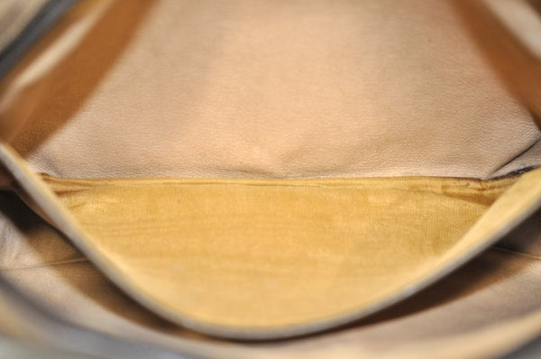 Authentic GUCCI GG Plus Vintage Clutch Hand Bag Purse PVC Leather Brown K8373