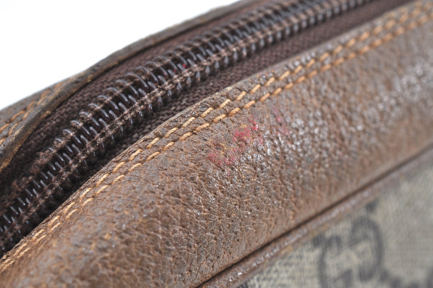 Authentic GUCCI GG Plus Vintage Clutch Hand Bag Purse PVC Leather Brown K8373