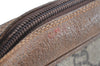 Authentic GUCCI GG Plus Vintage Clutch Hand Bag Purse PVC Leather Brown K8373