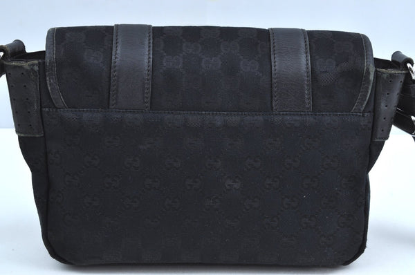 Authentic GUCCI Shoulder Cross Body Bag GG Canvas Leather Black K8377