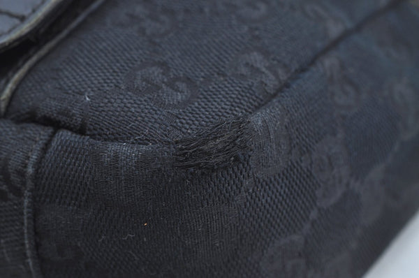 Authentic GUCCI Shoulder Cross Body Bag GG Canvas Leather Black K8377