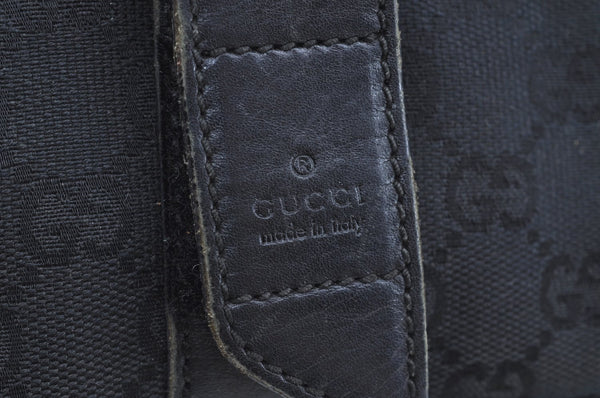 Authentic GUCCI Shoulder Cross Body Bag GG Canvas Leather Black K8377