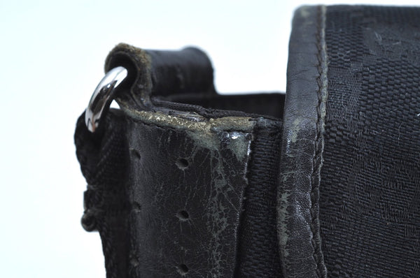 Authentic GUCCI Shoulder Cross Body Bag GG Canvas Leather Black K8377