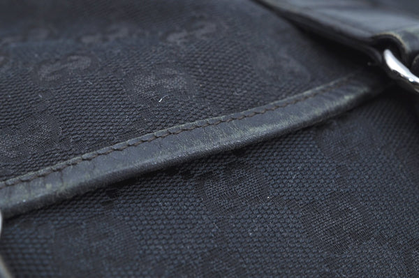 Authentic GUCCI Shoulder Cross Body Bag GG Canvas Leather Black K8377