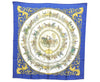 Authentic HERMES Carre 90 Scarf "LA PROMENADE DE LONGCHAMPS" Silk Blue K8378