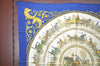 Authentic HERMES Carre 90 Scarf "LA PROMENADE DE LONGCHAMPS" Silk Blue K8378