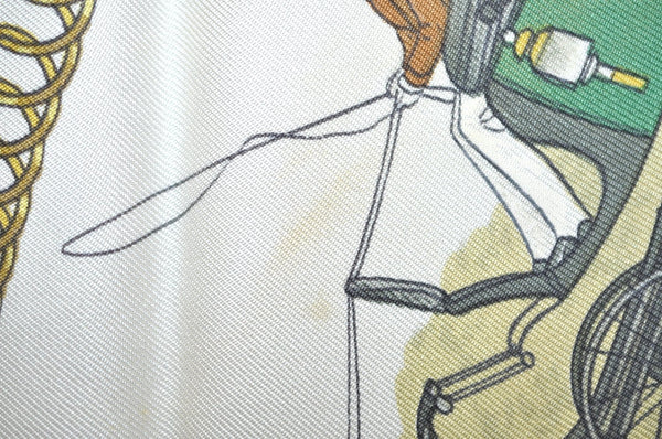 Authentic HERMES Carre 90 Scarf "LA PROMENADE DE LONGCHAMPS" Silk Blue K8378