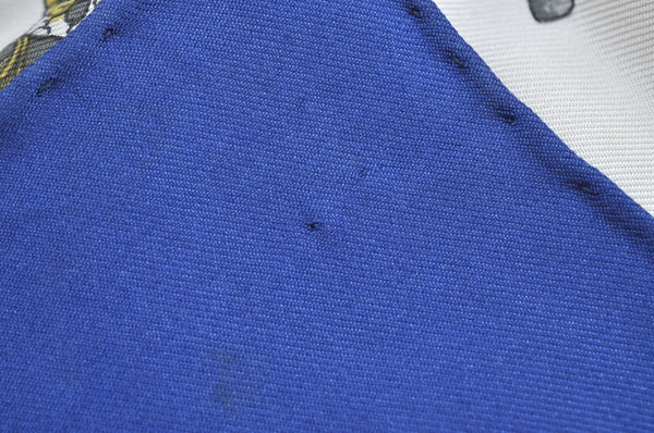 Authentic HERMES Carre 90 Scarf "LA PROMENADE DE LONGCHAMPS" Silk Blue K8378