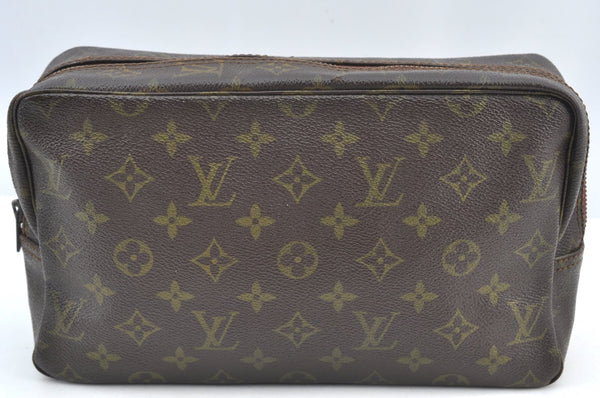 Auth Louis Vuitton Monogram Trousse Toilette 28 Clutch Hand Bag Old Model K8383