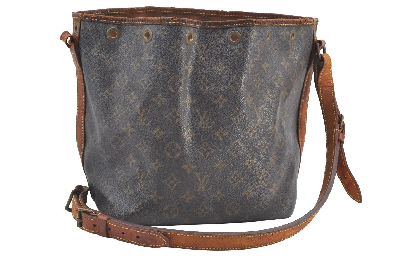 Authentic Louis Vuitton Monogram Petit Noe M42226 Drawstring Bag Junk K8387