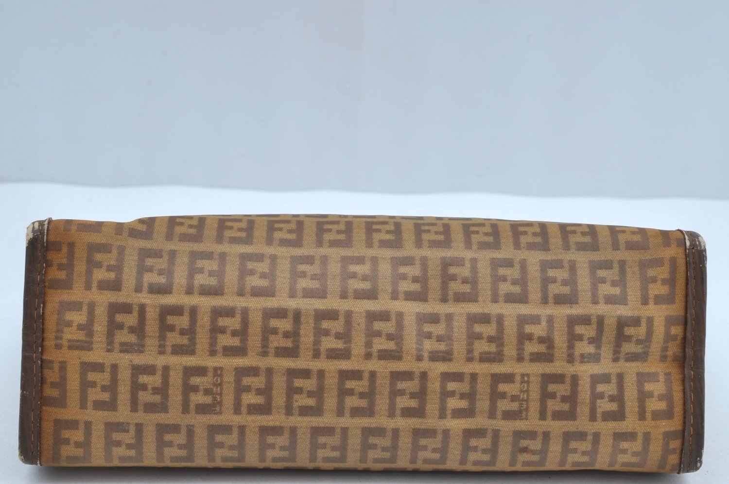 Authentic FENDI Zucchino Clutch Hand Bag Purse PVC Leather Beige K8388