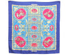 Authentic HERMES Carre 90 Scarf "LA PRESENTATION" Silk Blue K8389