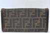 Authentic FENDI Zucca Long Wallet Purse Canvas Leather Brown K8390