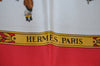 Authentic HERMES Carre 90 Scarf "LA PROMENADE DE LONGCHAMPS" Silk Red K8395