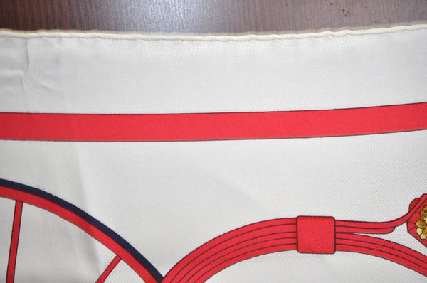 Authentic HERMES Carre 90 Scarf "SPRINGS" Silk White K8400