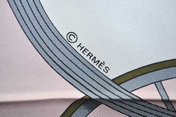 Authentic HERMES Carre 90 Scarf "SRRINGS " Silk Pink K8402