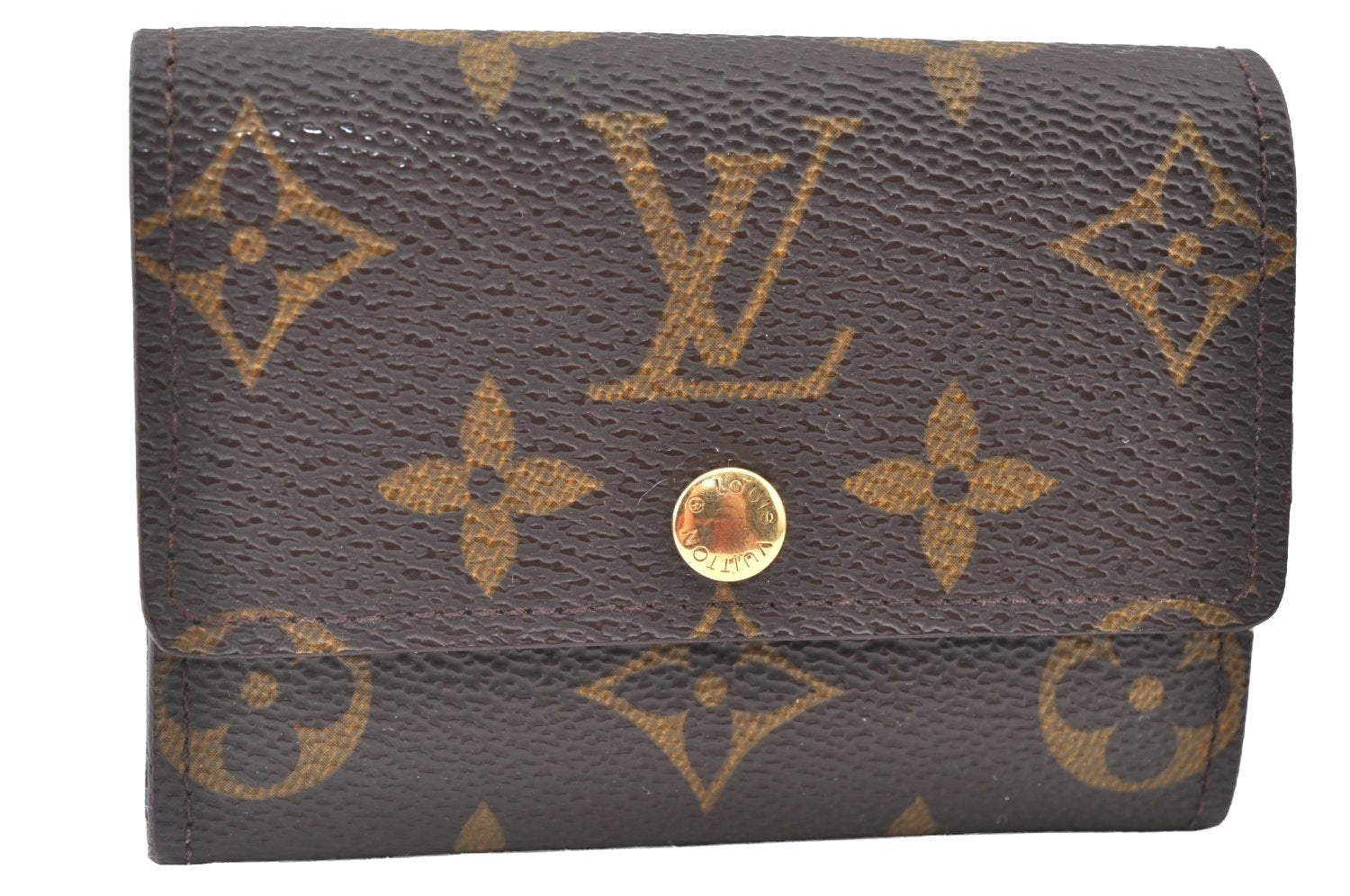 Authentic Louis Vuitton Monogram Porte Monnaie Plat Coin Purse M61930 LV K8410