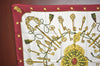 Authentic HERMES Carre 90 Scarf "LES CLES" Silk Bordeaux Red K8411