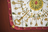 Authentic HERMES Carre 90 Scarf "LES CLES" Silk Bordeaux Red K8411