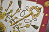 Authentic HERMES Carre 90 Scarf "LES CLES" Silk Bordeaux Red K8411