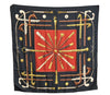 Authentic HERMES Carre 90 Scarf "CANNES ET POMMEAUX" Silk Black K8412