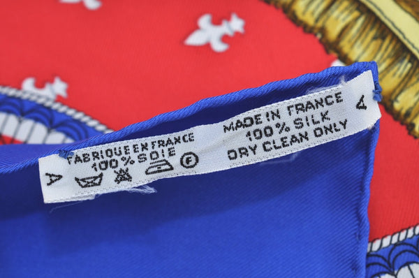 Authentic HERMES Carre 90 Scarf "SELLES A HOUSSE" Silk Blue K8415