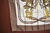 Authentic HERMES Carre 90 Scarf "BRIDES de GALA par" Silk Brown K8417