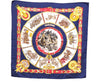 Authentic HERMES Carre 90 Scarf "CHEVAUX DE TRAIT" Silk Blue K8421