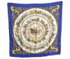 Authentic HERMES Carre 90 Scarf "LA PROMENADE DE LONGCHAMPS" Silk Blue K8422