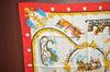 Authentic HERMES Carre 90 Scarf "Plumes et Grelots" Silk Red K8425