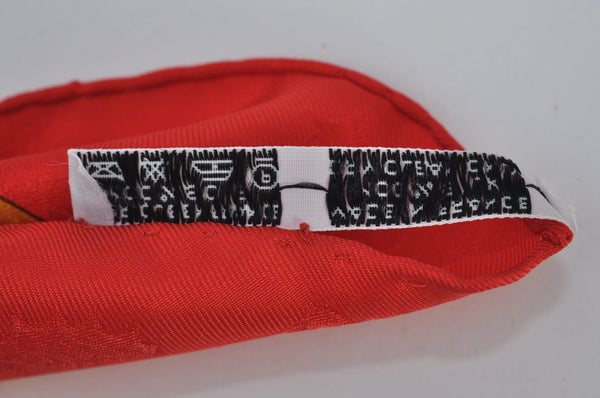 Authentic HERMES Carre 90 Scarf "Plumes et Grelots" Silk Red K8425