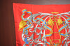 Authentic HERMES Carre 90 Scarf "LE MORS A LA CONETABLE" Silk Red K8426