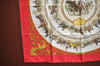 Authentic HERMES Carre 90 Scarf "LA PROMENADE DE LONGCHAMPS" Silk Red Box K8427