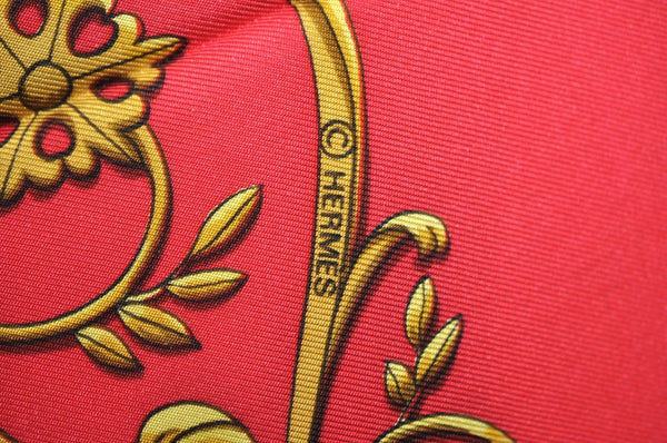 Authentic HERMES Carre 90 Scarf "LA PROMENADE DE LONGCHAMPS" Silk Red Box K8427
