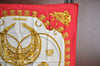 Authentic HERMES Carre 90 Scarf "LES CAVALIERES D'OR" Silk Red K8431