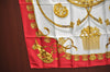Authentic HERMES Carre 90 Scarf "LES CAVALIERES D'OR" Silk Red K8431