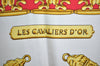 Authentic HERMES Carre 90 Scarf "LES CAVALIERES D'OR" Silk Red K8431
