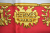 Authentic HERMES Carre 90 Scarf "LES CAVALIERES D'OR" Silk Red K8431