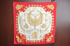 Authentic HERMES Carre 90 Scarf "LES CAVALIERES D'OR" Silk Red K8431