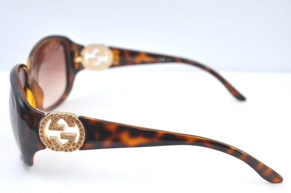 Authentic GUCCI Interlocking Sunglasses Rhinestone Plastic GG 3578/S Brown K8436