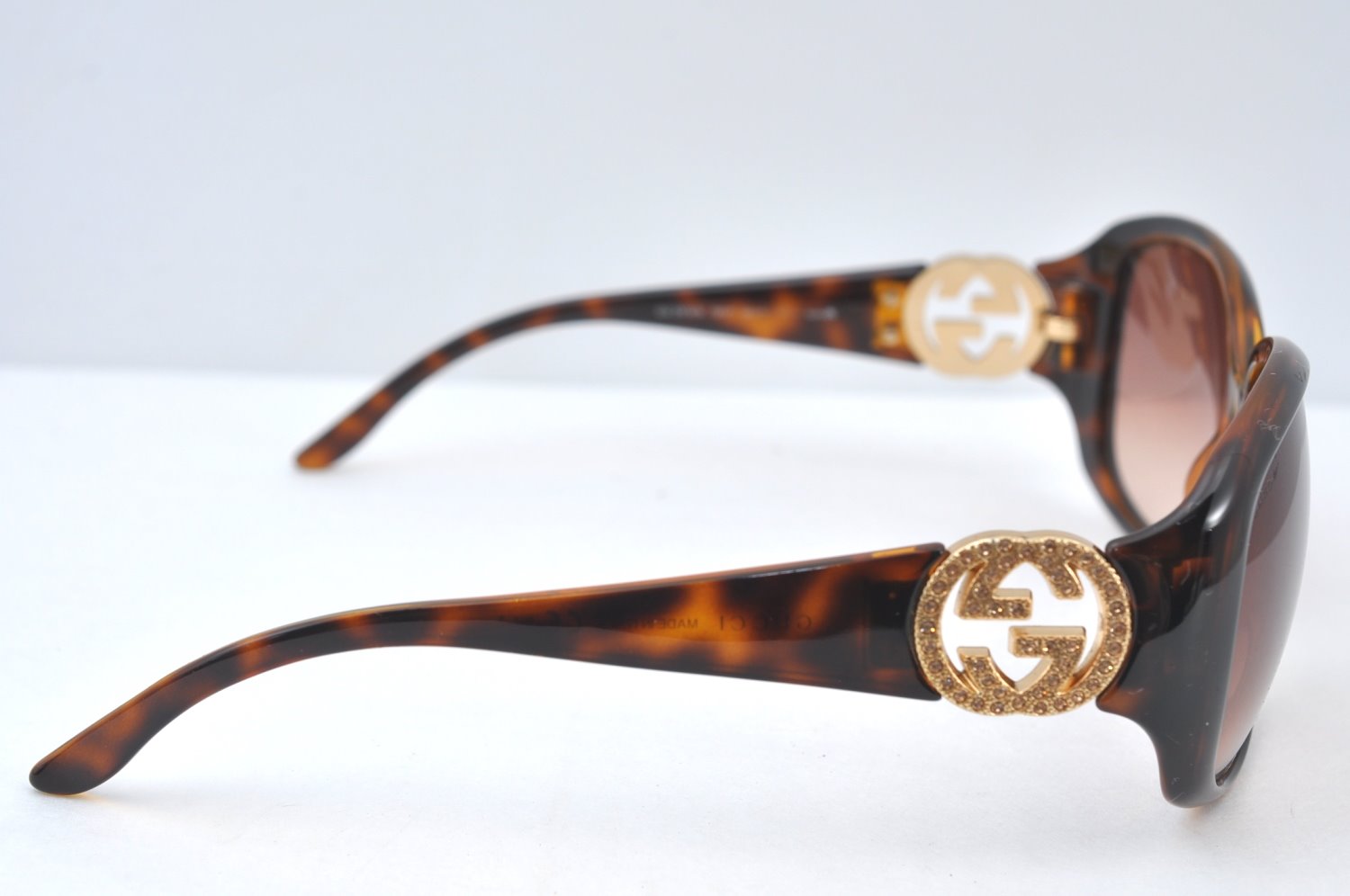 Authentic GUCCI Interlocking Sunglasses Rhinestone Plastic GG 3578/S Brown K8436