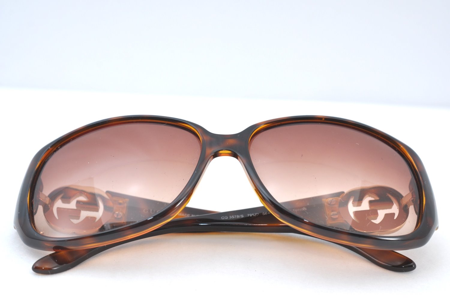 Authentic GUCCI Interlocking Sunglasses Rhinestone Plastic GG 3578/S Brown K8436