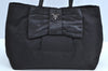 Authentic PRADA Ribbon Nylon Tessuto Leather Tote Hand Bag Purse Black K8438