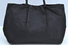 Authentic PRADA Ribbon Nylon Tessuto Leather Tote Hand Bag Purse Black K8438
