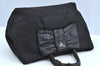 Authentic PRADA Ribbon Nylon Tessuto Leather Tote Hand Bag Purse Black K8438