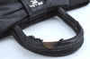 Authentic PRADA Ribbon Nylon Tessuto Leather Tote Hand Bag Purse Black K8438