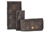 Authentic Louis Vuitton Monogram Cigarette Case Key Case Brown 3Set Junk K8439